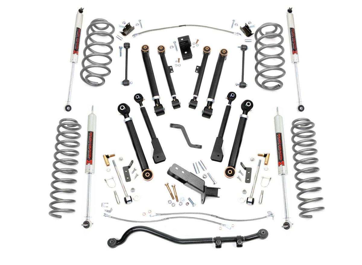 Jeep Wrangler Suspension Lift Kit - Front + Rear - Rough Country - 4 Inch X-Series - '97-'06